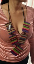 One Button Necklace - Costume Jewellery - Multi Colour Code N1130pl
