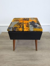Retro Vintage SHERBOURNE Footstool Or Sewing Storage Box Project Dansette Legs