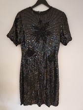 True Vintage 1920's Silk Gatsby style Charleston sequin Flapper dress size M