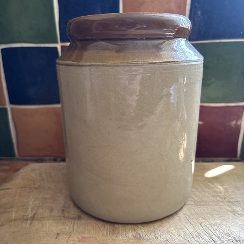 Vintage stoneware storage jar - storage,