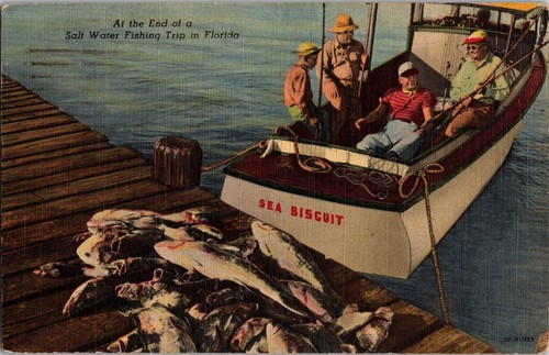 Vintage linen postcard salt - postcard,