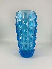 Vintage Czech Rosice Sklo Union Blue Glass Vase Jiri Zejmon 60s
