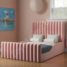 New Single Kid Toddlers Bed With Mattress&Storage Plush Velvet 54" Headboard 3FT