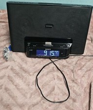 Sony ICF-DS15iP Radio FM Dock Clock Alarm Black UK PSU 30 pin old iPod  iphone