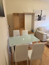 Tempered Glass Dining Table 120 cm Kitchen Dinning Room Furniture