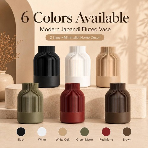Japandi fluted decorative vase - japandi,