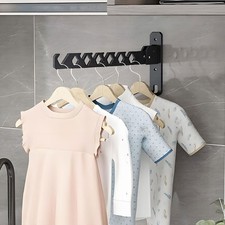 2 Pcs-180°Foldable Wall Clothes Airer Clothes Hanger Rack Swing Arm Wall Mounted