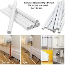8 X 19.5cm  WHITE RADIATOR PIPE COVERS SLEEVES SHROUDS SNAP AROUND YOUR PIPES