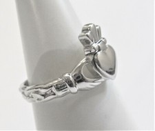 STERLING SILVER BRAIDED IRISH CLADDAGH FRIENDSHIP RING SUPERB QUALITY SIZE  O
