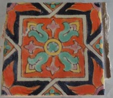 Antique Hand Painted Davies & McDonald Tile Company 5" Tile - GDC - Moorish