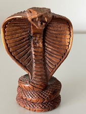 HAND CARVED WOODEN KING COBRA FIGURE (4 INCH)