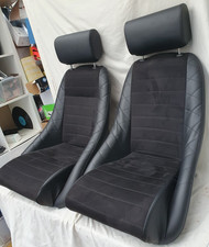 Retro Classic Car Suede and Cross Stitch Leather Bucket Seats with Headrest