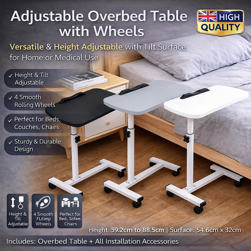 Adjustable overbed table - adjustable,