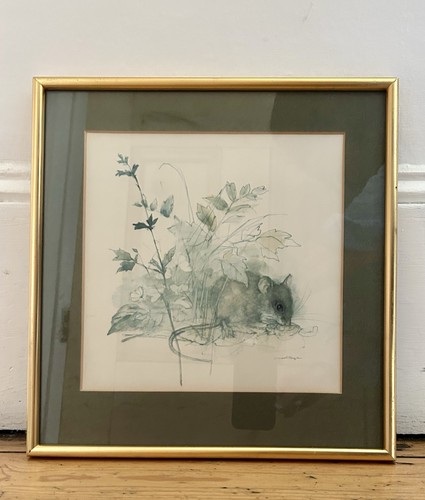 Vintage framed mouse picture - vintage,