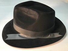 3 TRILBY HATS BLACK FLOCK WITH