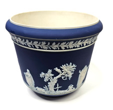 LOVELY LARGE 8 INCH VINTAGE ADAMS TUNSTALL ENGLAND BLUE JASPERWARE JARDINERE