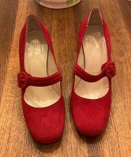 HOBBS Red Suede Mary Jane Shoes, 6.5