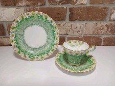 Rare Vintage Aynsley Green " Daisy Petals" Chintz Pattern Trio.B4617