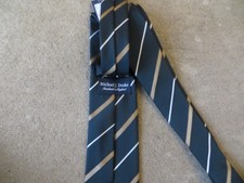 DRAKE'S  100% SILK GREEN & GOLD STRIPED TIE HAND MADE NEW WITH TAG