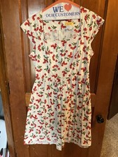 Bernie Dexter Dress Pockets Large L Retro Cherry Pattern Made In USA