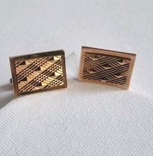 Vintage cufflinks etched - cufflinks, gold