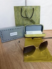 Brand New Gucci GG0817S Gold/Grey Metal Oversized Sunglasses