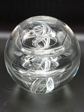 Langham England  "ASTRAL" Glass Paperweight With Swirling Bubbles. Paul Miller.
