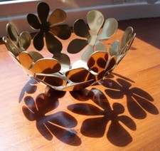 Metal IKEA Stockholm Bowl, Gold Colour, Monika Mulder, Floral, 21cm Fruit Bowl