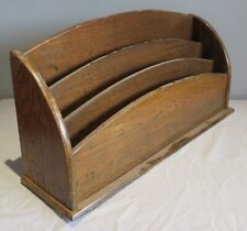 Carved wood vintage Art Deco antique letter rack desk tidy