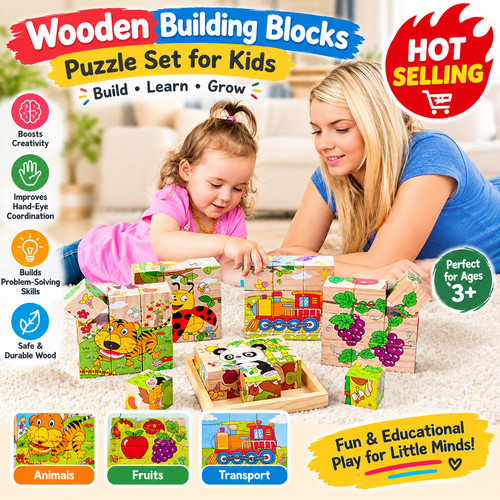Baby wooden blocks puzzle - blocks,