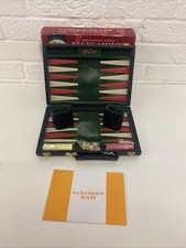 Hamleys Vintage Backgammon Set in Felt /Faux Leather Black Carry Case Boxed