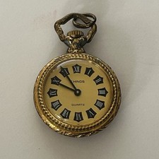 F Hinds Gold Plated Mechanical Manual Wind Up 1960s Pendant Watch Vintage