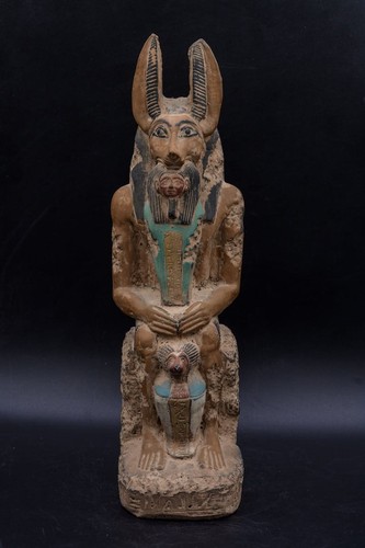 Egyptian stone anubis with - egyptian,