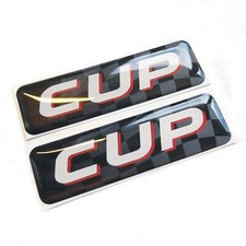 2x Cup Race Flag 3D Domed Gel Decal Sticker Badges Fits Clio Megane Renault VW