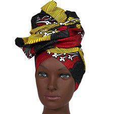 Head Wrap Head Tie Turban African Fabric Cotton Blend Head Scarves 21"x68" Green