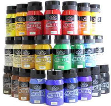 ROYAL LANGNICKEL 500ml ESSENTIALS ACRYLIC PAINT TUBS JARS 27 COLOURS AVAILABLE