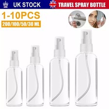 30/50/200ml Plastic Transparent Spray Bottle Refillable  Small Travel Mist Empty