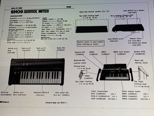 Roland sh09 service - sh09,