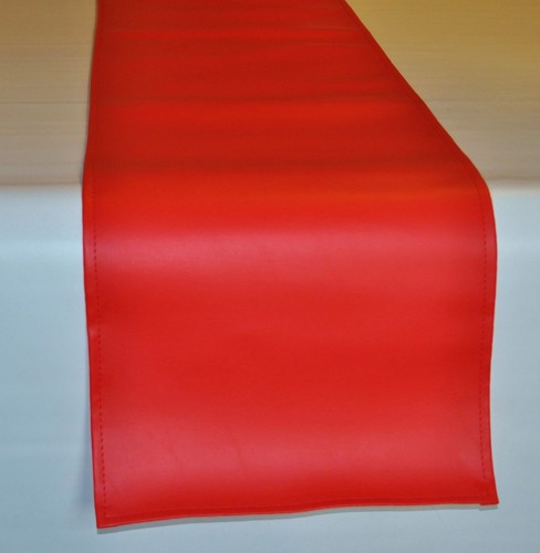 Red faux leather table - red,