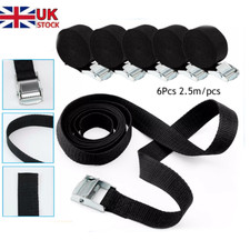 6 x Heavy Duty Ratchet Tie Down Straps Car Roof Rack Belts Quick Release 2.5M