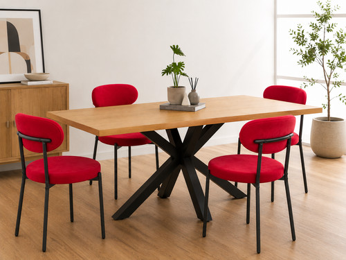 Red velvet dining - 4, chairs
