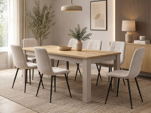 Extendable dining table beige - extendable,