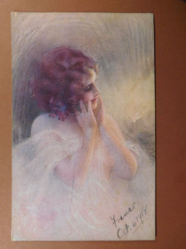 Vintage glamour postcard - vintage,