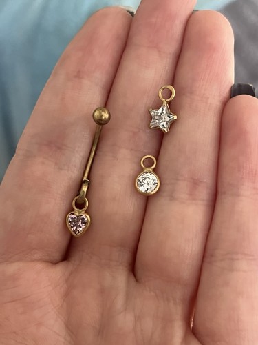 9ct yellow gold belly bar - bar, with