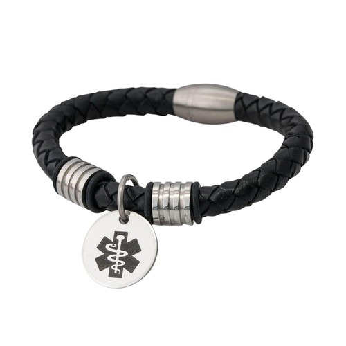 Men leather medical alert - medical,