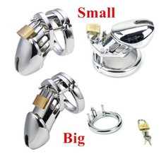Metal Plated Male Chastity Device Locking Tube Penis Cage 3 Ring Sizes Lengths