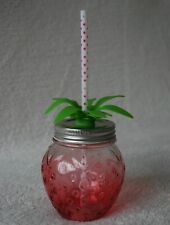 Ombre Pink Strawberry Mason Jar w/ Lid