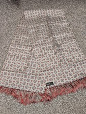SAMMY Red Silver Paisley Fringed Scarf. Mods Scooters Good Condition 45" X 10.5"