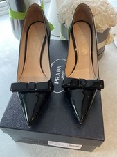 PRADA SHOES BLACK PATENT 37.5