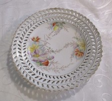 Antique 19thC Continental Porcelain Floral Ribbon Or Reticulated Plate.